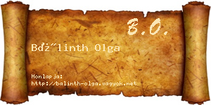 Bálinth Olga névjegykártya